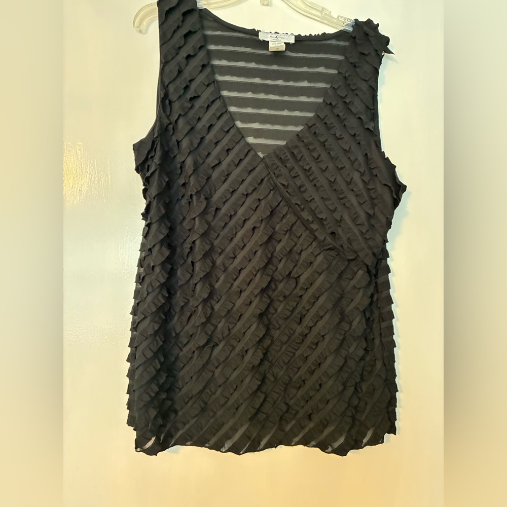 Moa Moa Black Textured Sleeveless Blouse